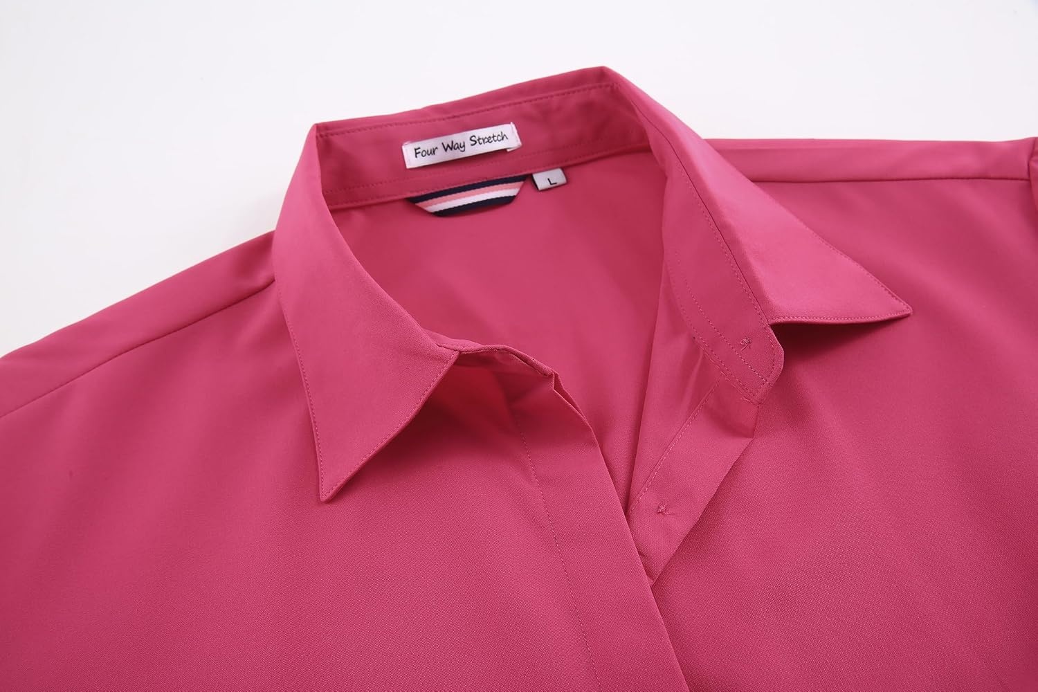 image:imageAlex Vando Womens Dress Shirts Button Down Wrinkle Free Long Sleeve ShirtHidden Placket Rose