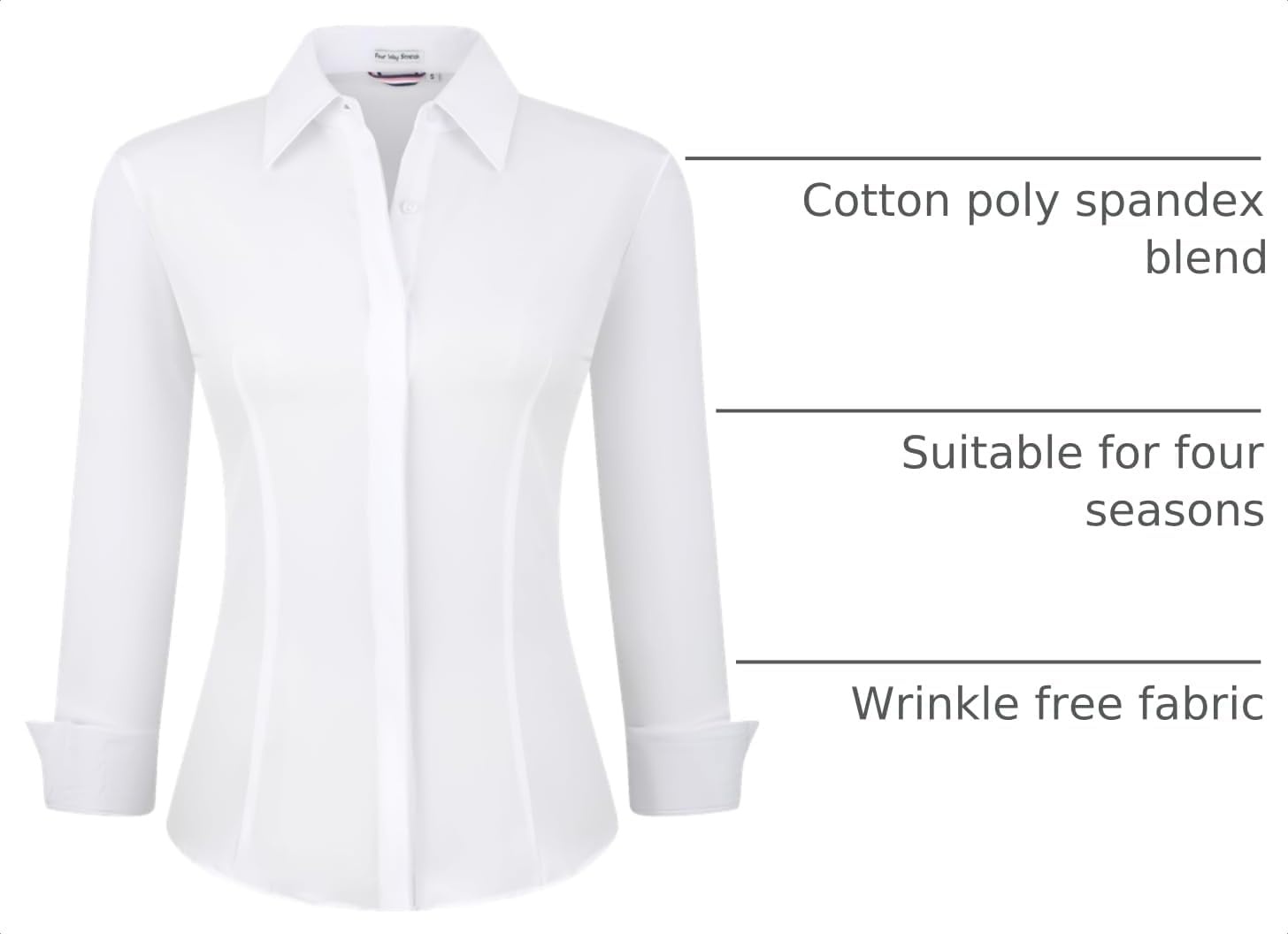 image:imageAlex Vando Womens Dress Shirts Button Down Wrinkle Free Long Sleeve ShirtHidden Placket White