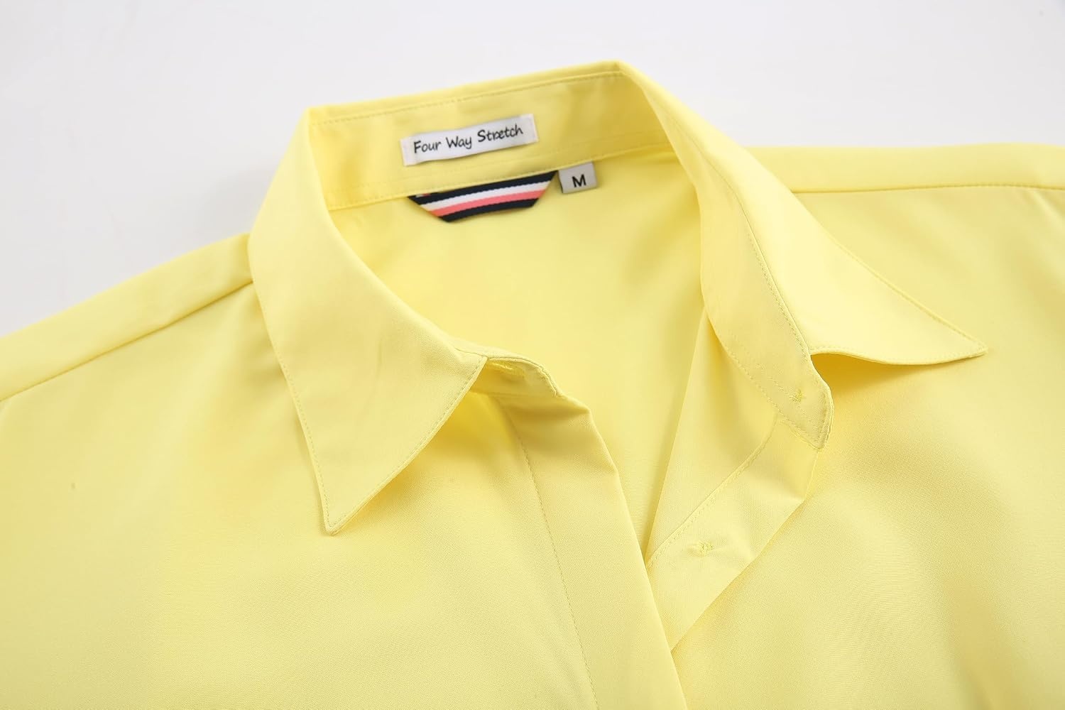 image:imageAlex Vando Womens Dress Shirts Button Down Wrinkle Free Long Sleeve ShirtHidden Placket Yellow