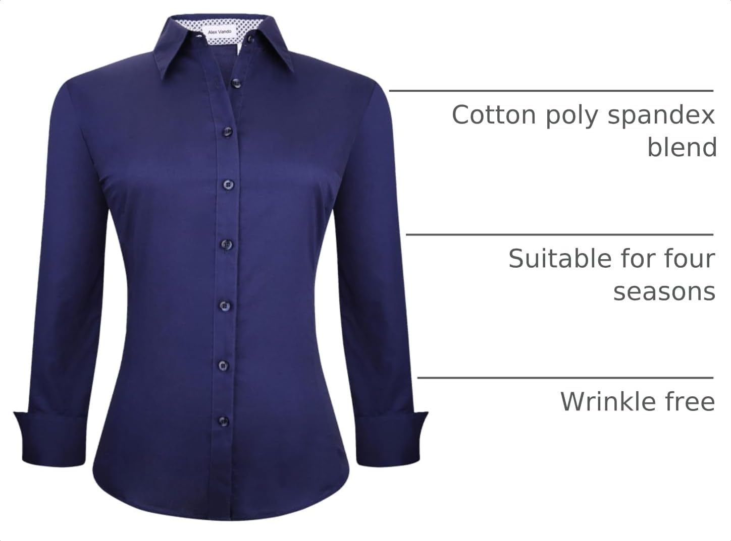 image:imageAlex Vando Womens Dress Shirts Button Down Wrinkle Free Long Sleeve ShirtNavy