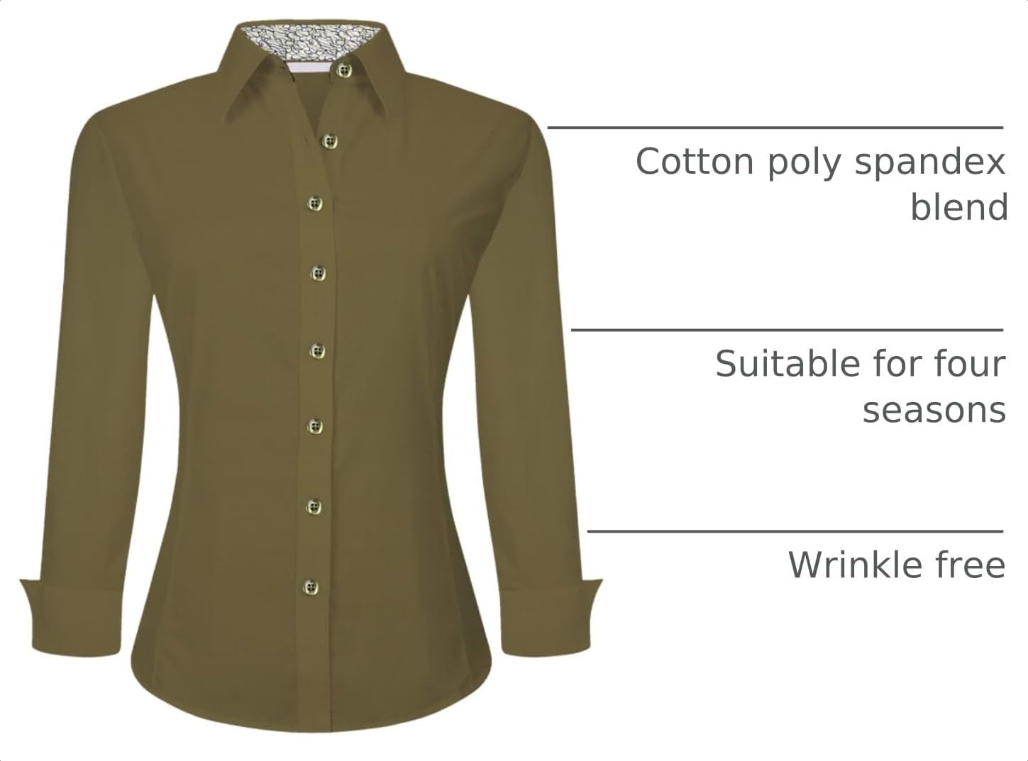 image:imageAlex Vando Womens Dress Shirts Button Down Wrinkle Free Long Sleeve ShirtOlive
