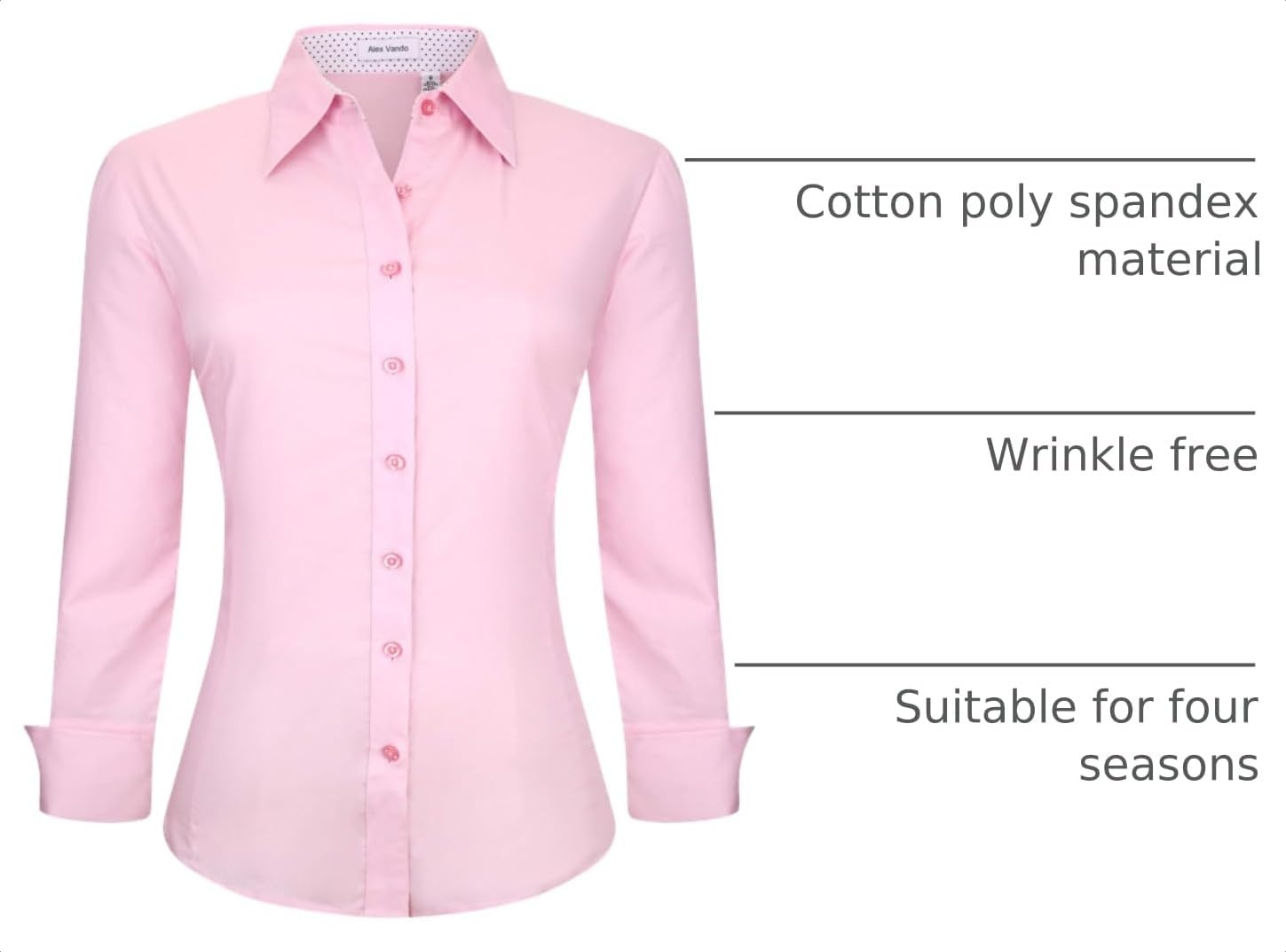 image:imageAlex Vando Womens Dress Shirts Button Down Wrinkle Free Long Sleeve ShirtPink