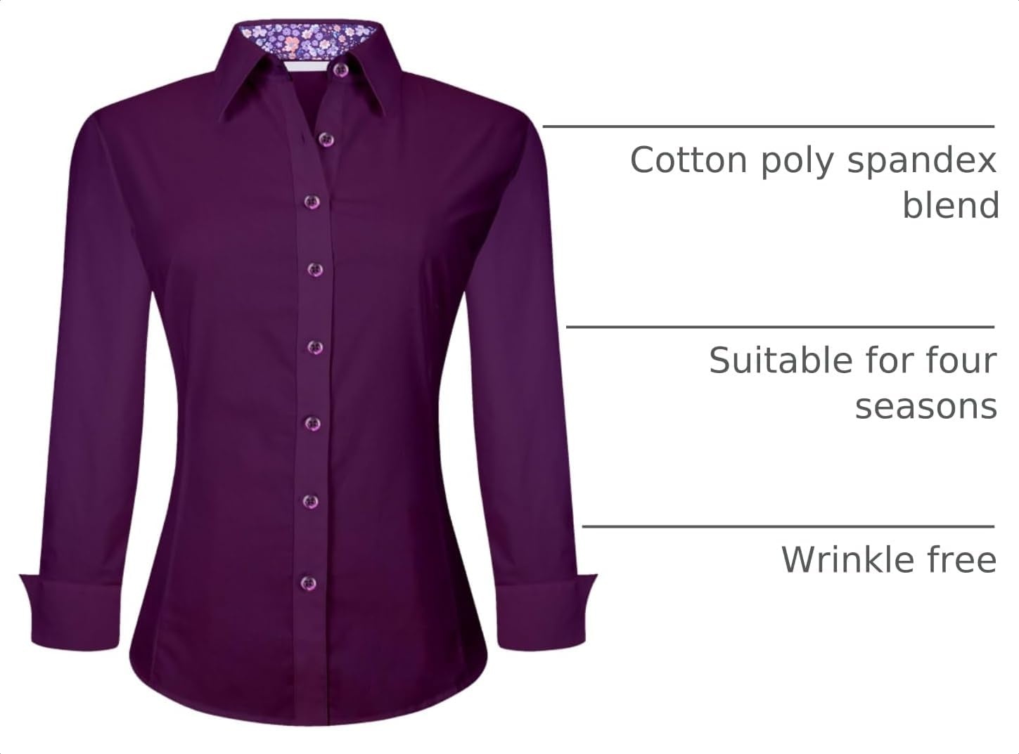 image:imageAlex Vando Womens Dress Shirts Button Down Wrinkle Free Long Sleeve ShirtPurple