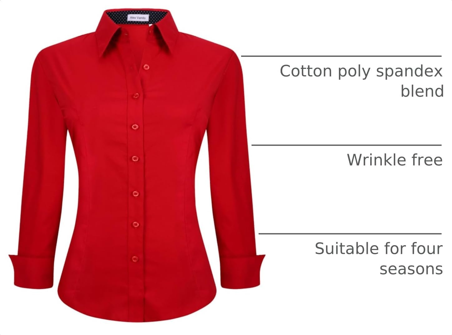 image:imageAlex Vando Womens Dress Shirts Button Down Wrinkle Free Long Sleeve ShirtRed