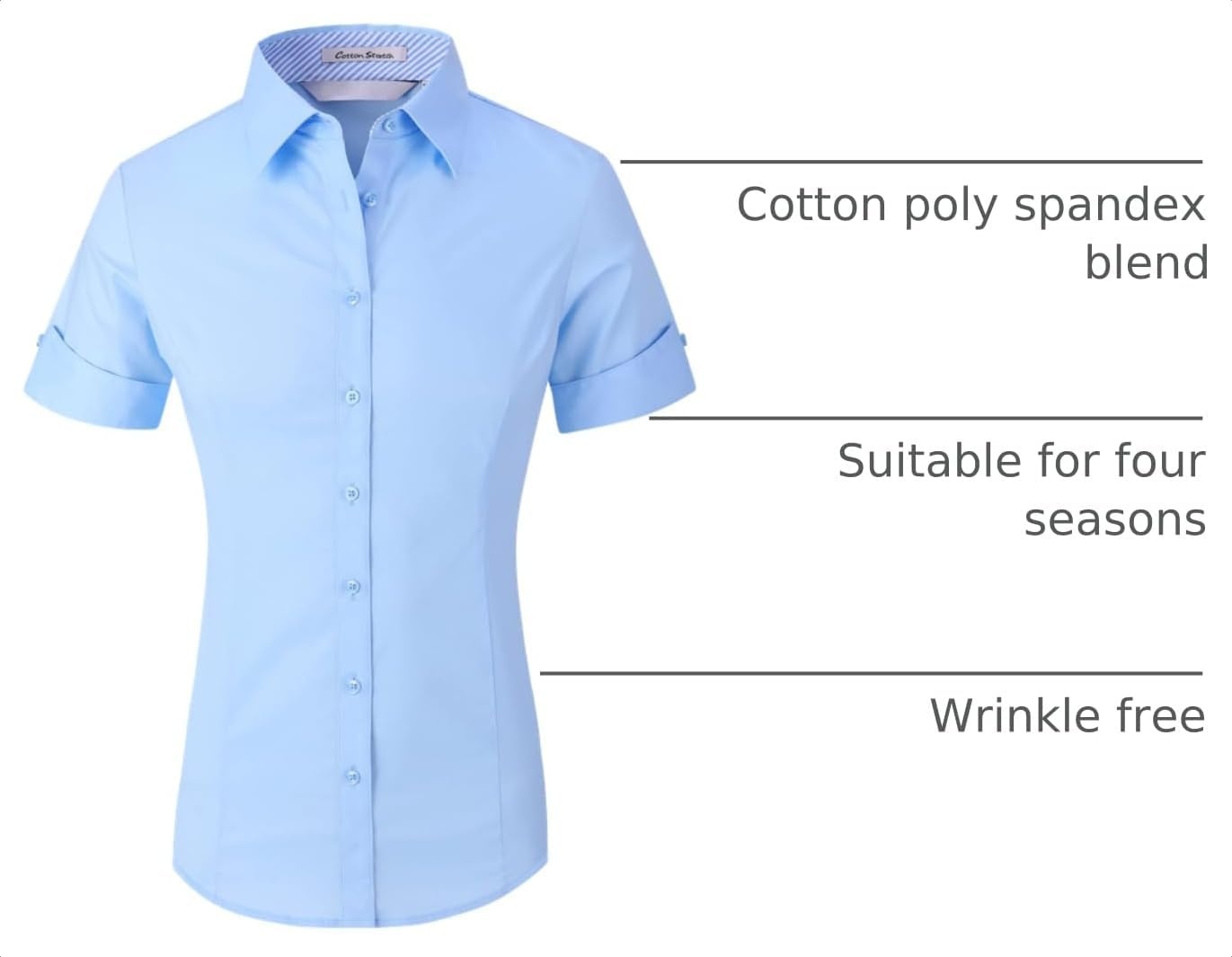 image:imageAlex Vando Womens Dress Shirts Button Down Wrinkle Free Long Sleeve ShirtSs Blue