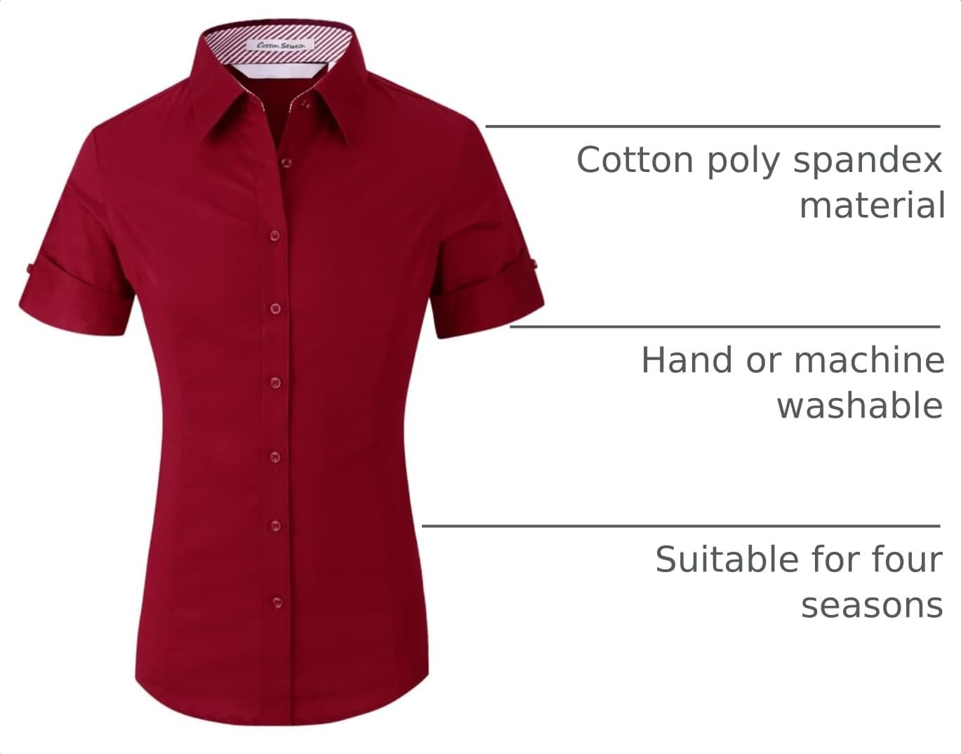 image:imageAlex Vando Womens Dress Shirts Button Down Wrinkle Free Long Sleeve ShirtSs Burgundy