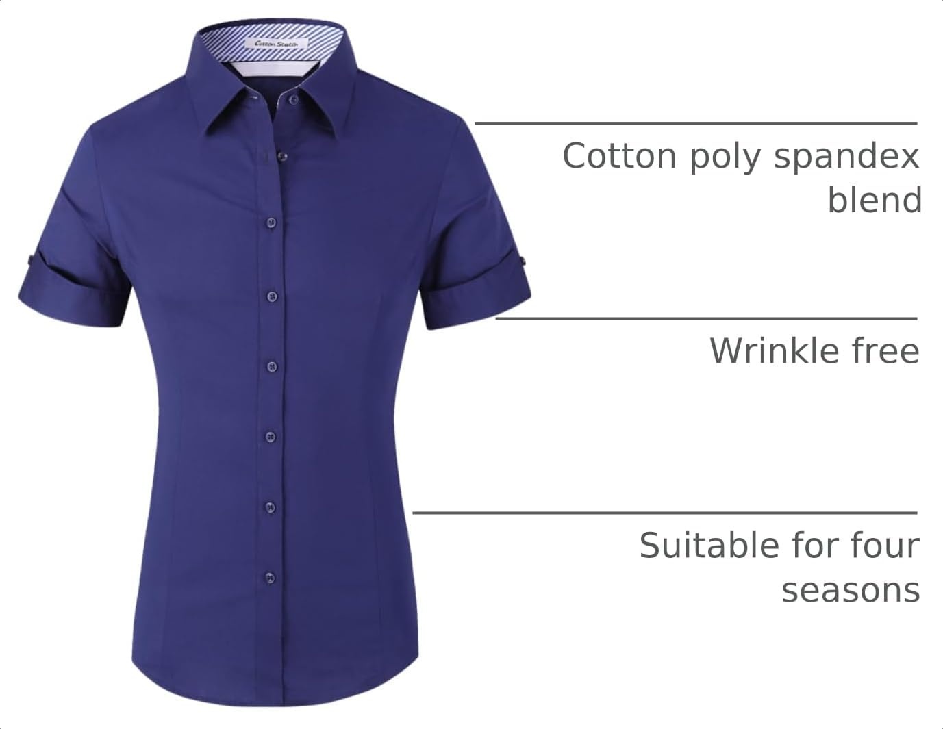 image:imageAlex Vando Womens Dress Shirts Button Down Wrinkle Free Long Sleeve ShirtSs Navy