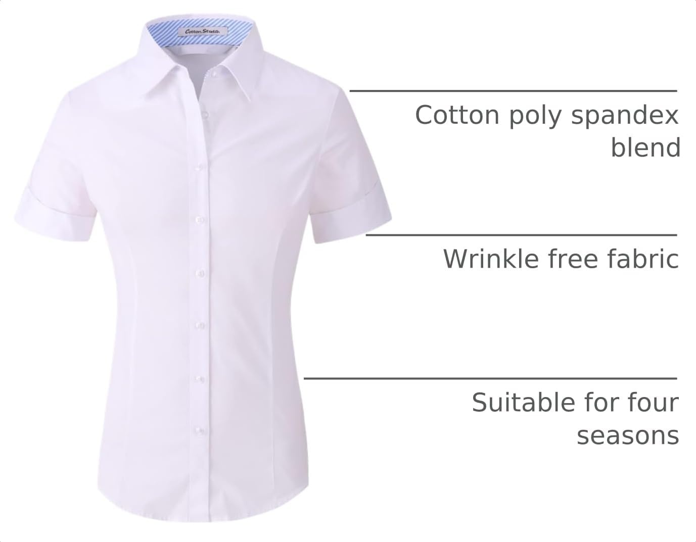 image:imageAlex Vando Womens Dress Shirts Button Down Wrinkle Free Long Sleeve ShirtSs White