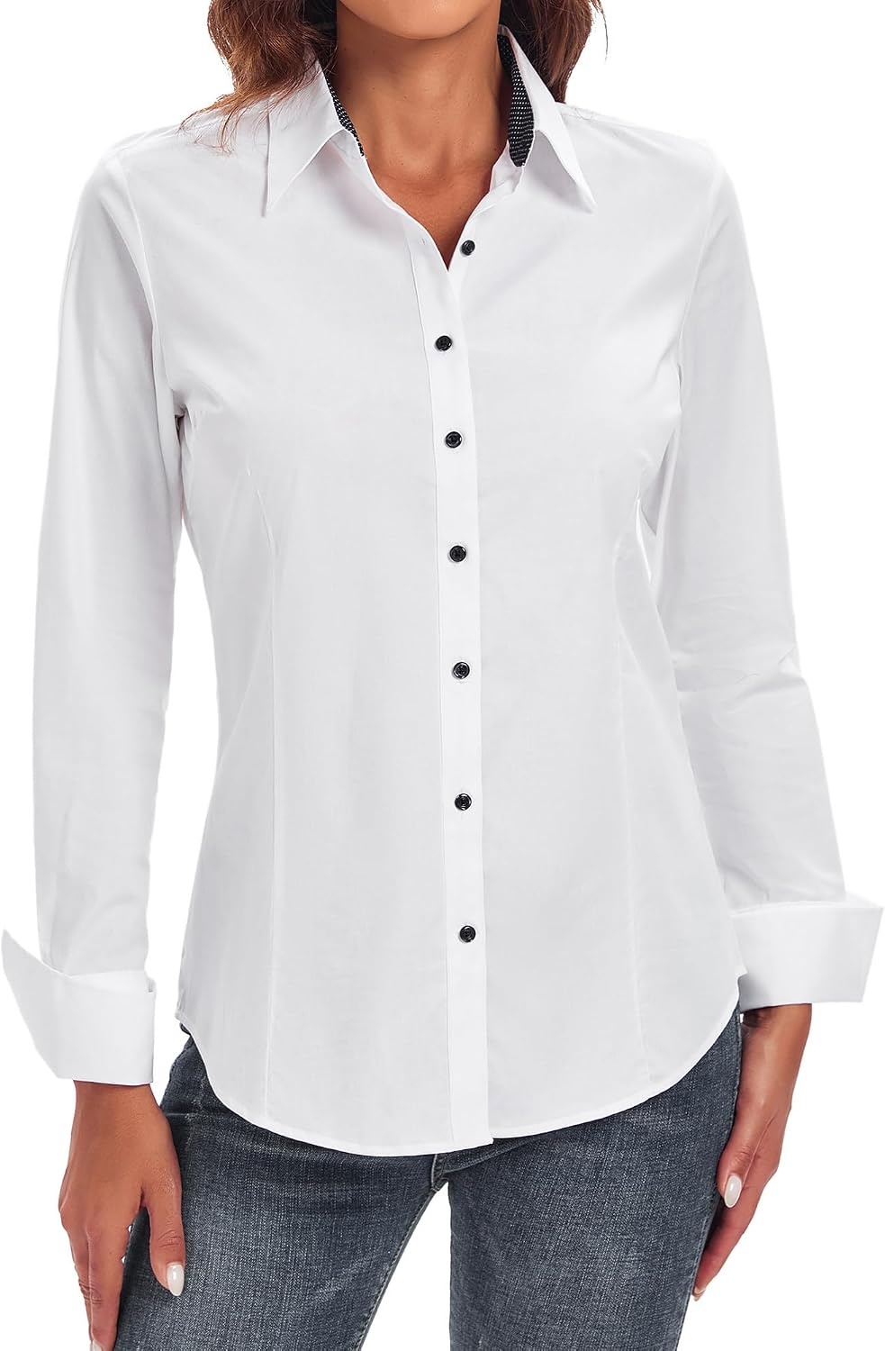 image:imageAlex Vando Womens Dress Shirts Button Down Wrinkle Free Long Sleeve ShirtWhite