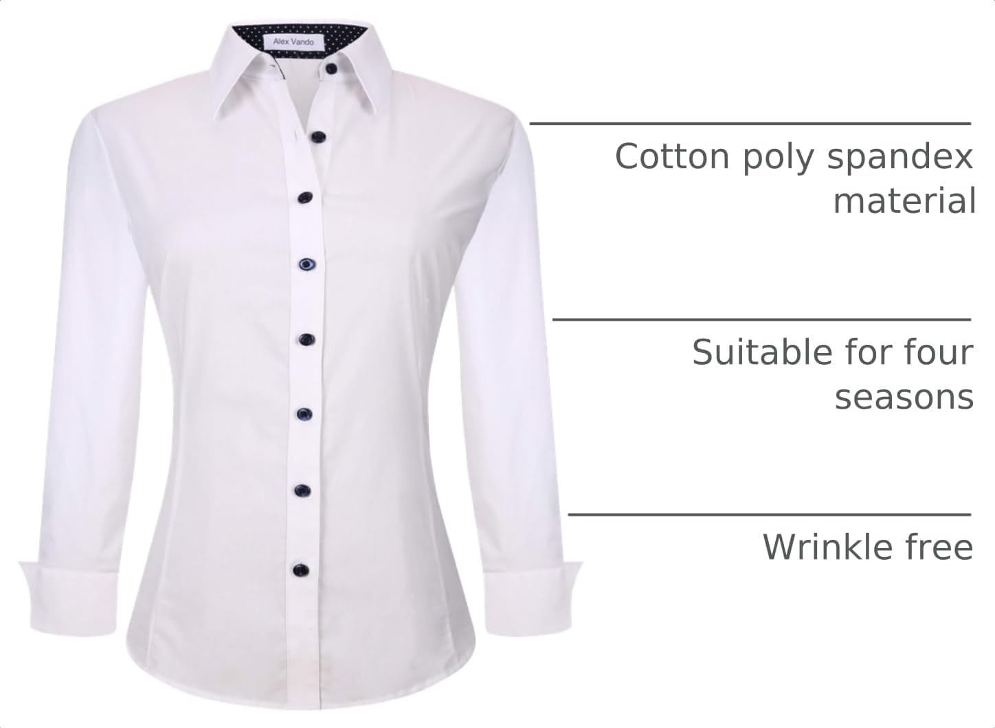 image:imageAlex Vando Womens Dress Shirts Button Down Wrinkle Free Long Sleeve ShirtWhite