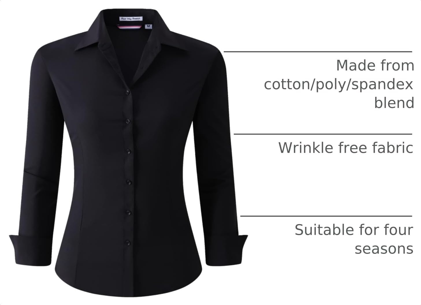 image:imageAlex Vando Womens Dress Shirts Button Down Wrinkle Free Long Sleeve ShirtWrinkle Free Black