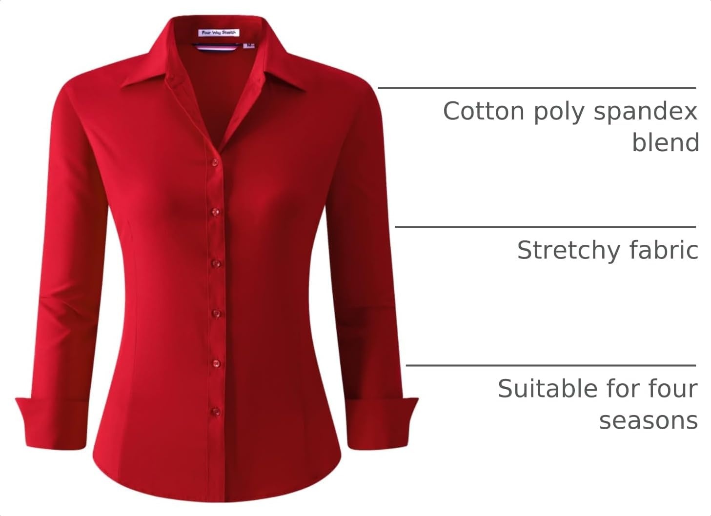 image:imageAlex Vando Womens Dress Shirts Button Down Wrinkle Free Long Sleeve ShirtWrinkle Free Red
