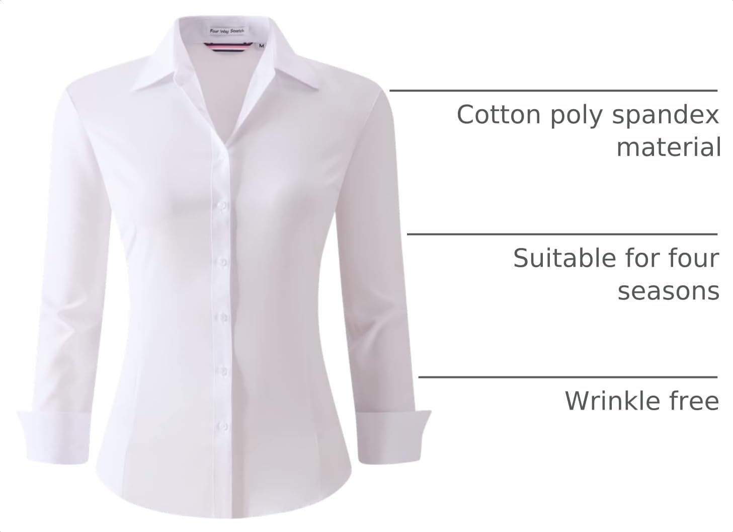image:imageAlex Vando Womens Dress Shirts Button Down Wrinkle Free Long Sleeve ShirtWrinkle Free White