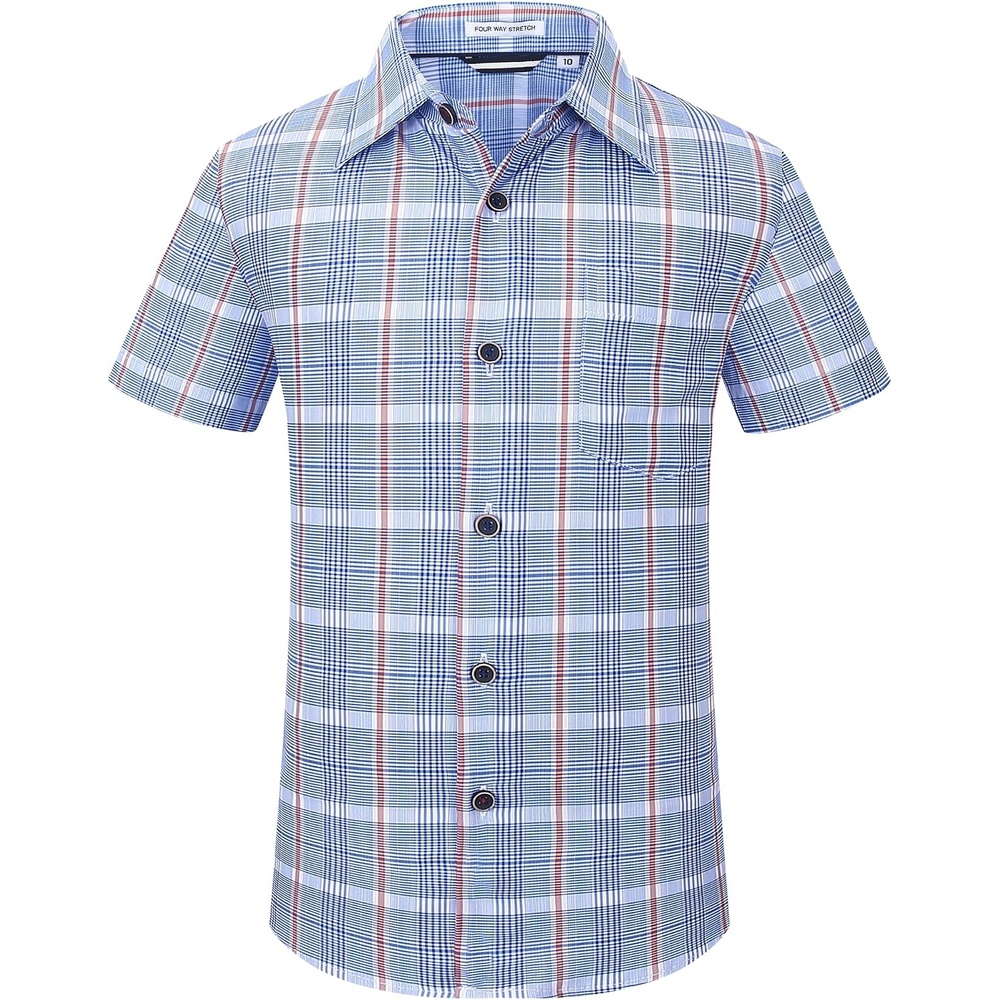image:imageAlex Vando Boys Button Down Shirt Short Sleeve Plaid Stretch Dress Shirt710blue