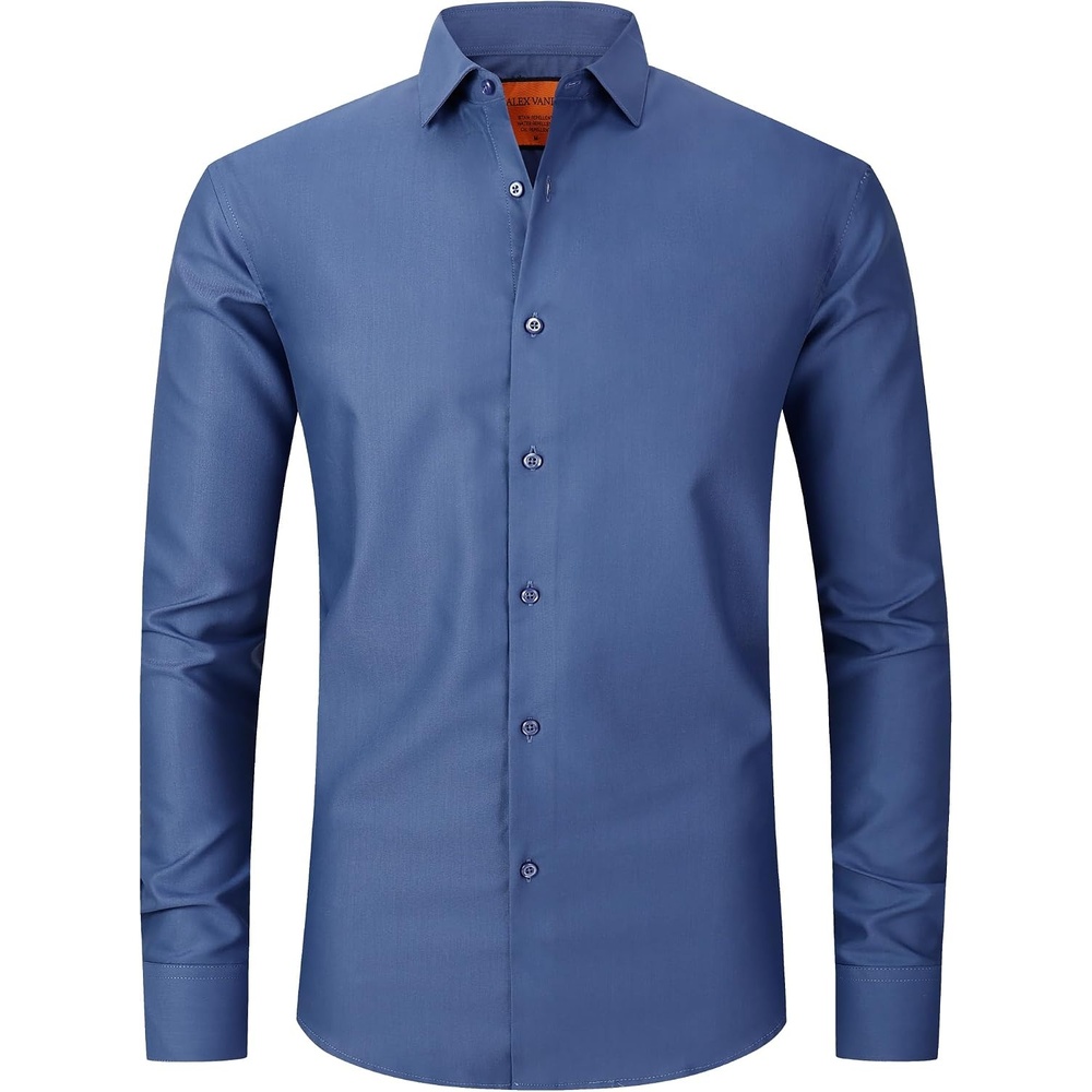 image:imageAlex Vando Mens Dress Shirts StainResistant Long Sleeve Stretch Work Shirts for MenStainresistant Teal 07