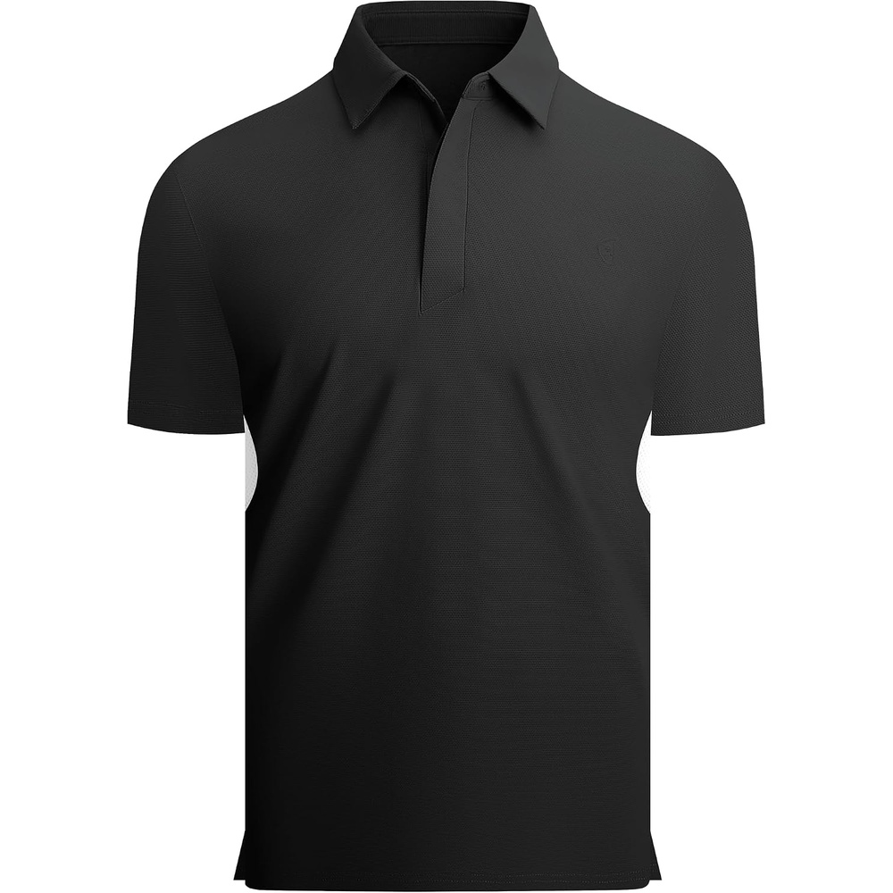 image:imageAlex Vando Mens Golf Polo Shirt Textured Stretch Performance PoloBlack