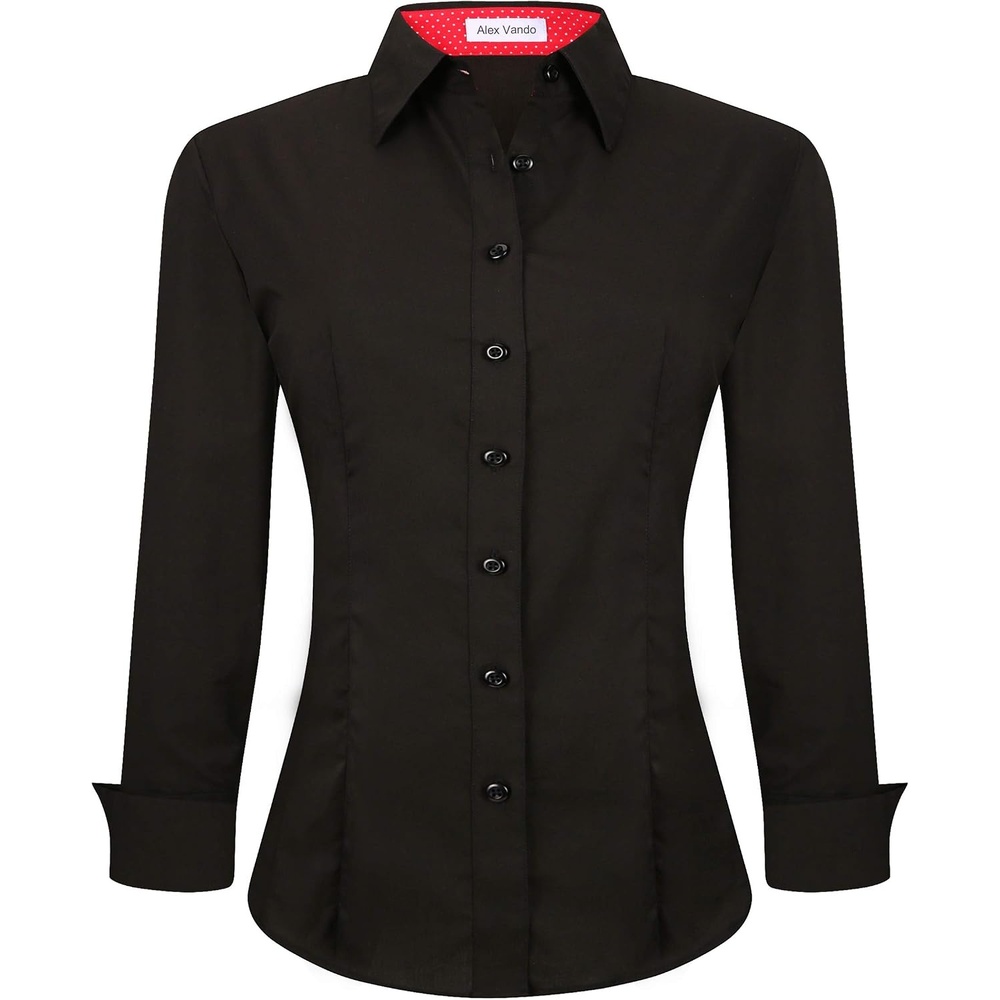 image:imageAlex Vando Womens Dress Shirts Button Down Wrinkle Free Long Sleeve ShirtBlack