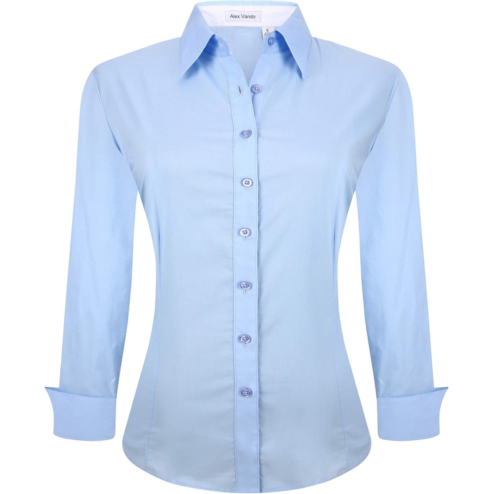 image:imageAlex Vando Womens Dress Shirts Button Down Wrinkle Free Long Sleeve ShirtBlue
