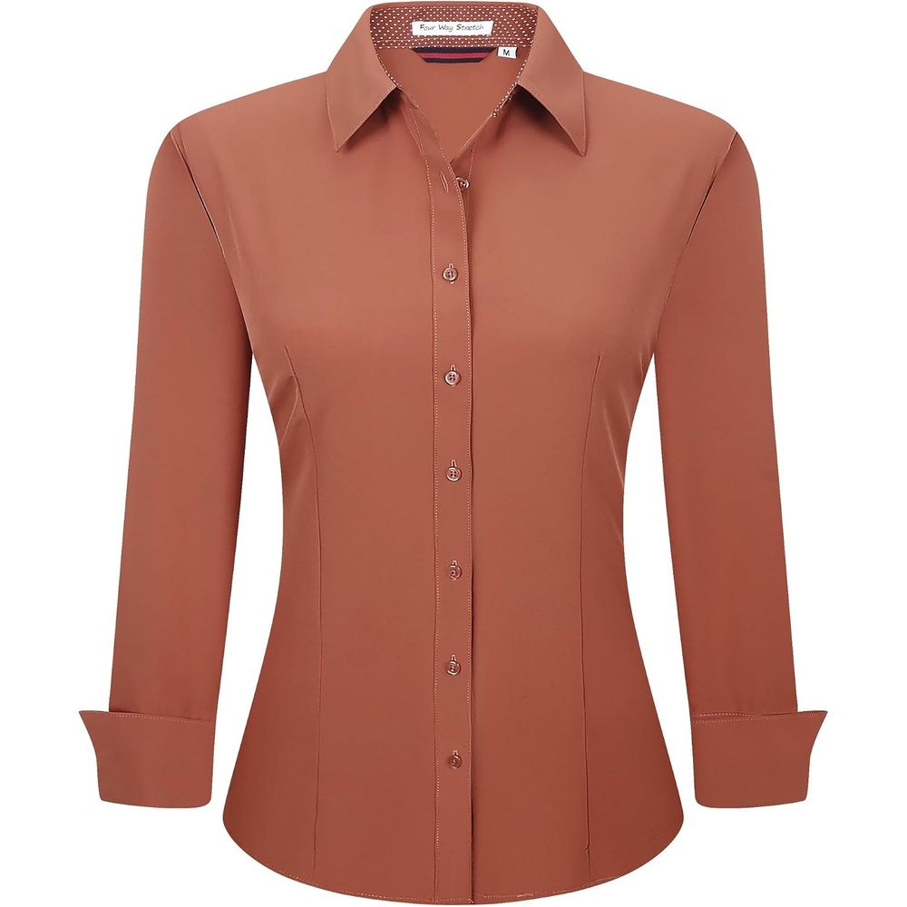 image:imageAlex Vando Womens Dress Shirts Button Down Wrinkle Free Long Sleeve ShirtBrick
