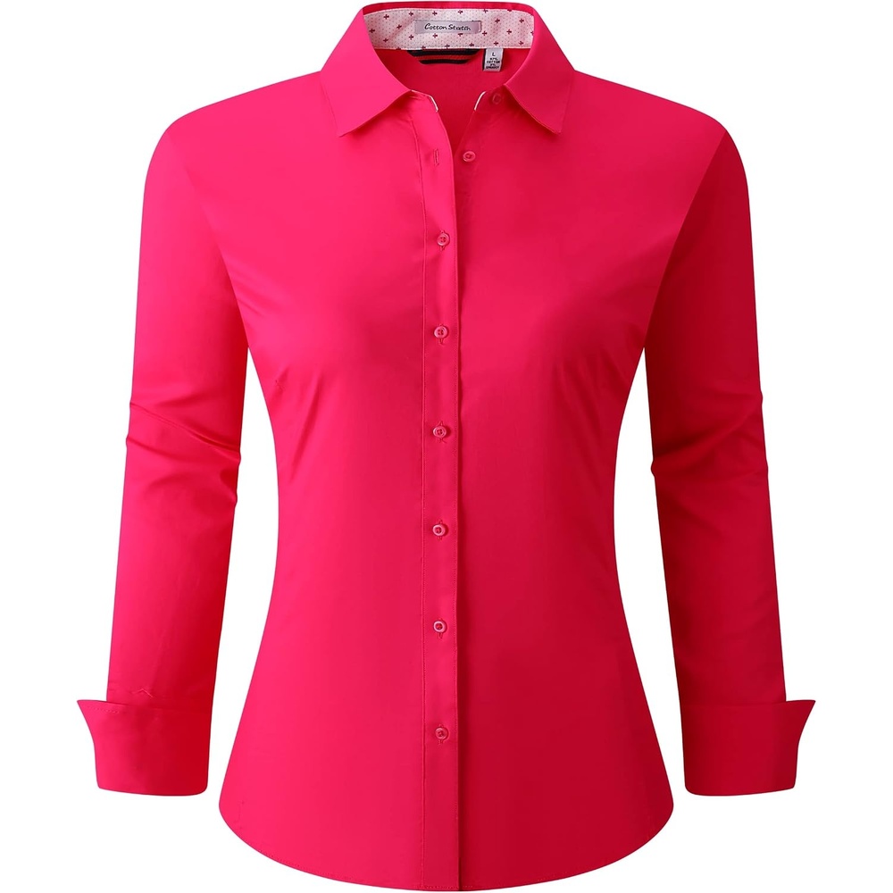 image:imageAlex Vando Womens Dress Shirts Button Down Wrinkle Free Long Sleeve ShirtFuchsia