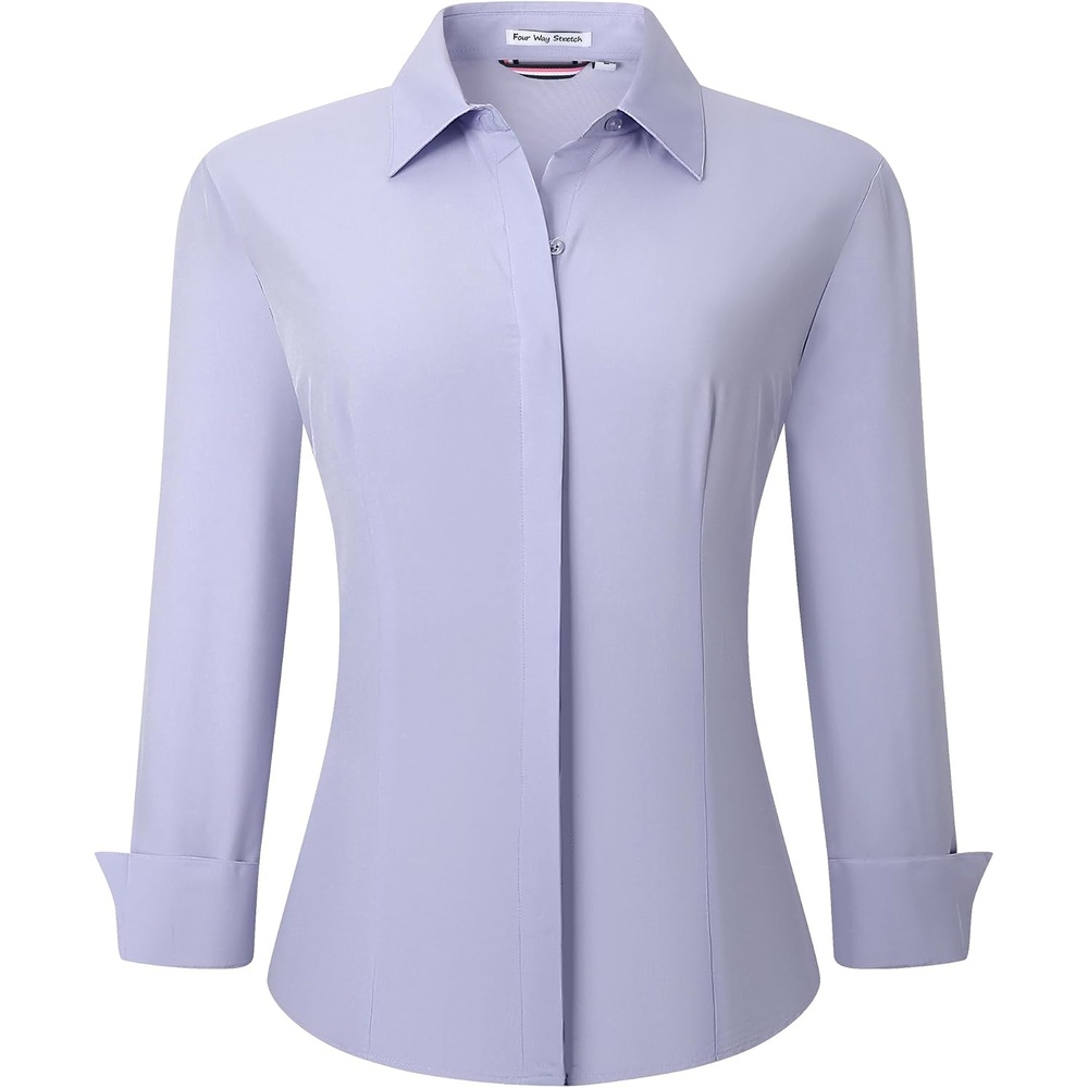 image:imageAlex Vando Womens Dress Shirts Button Down Wrinkle Free Long Sleeve ShirtHidden Placket Purple