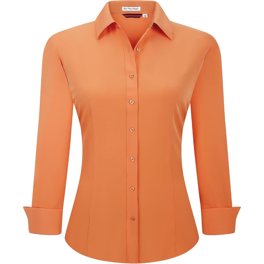 image:imageAlex Vando Womens Dress Shirts Button Down Wrinkle Free Long Sleeve ShirtOrange