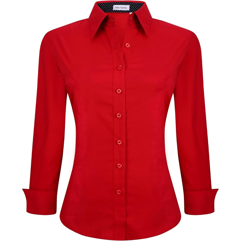 image:imageAlex Vando Womens Dress Shirts Button Down Wrinkle Free Long Sleeve ShirtRed