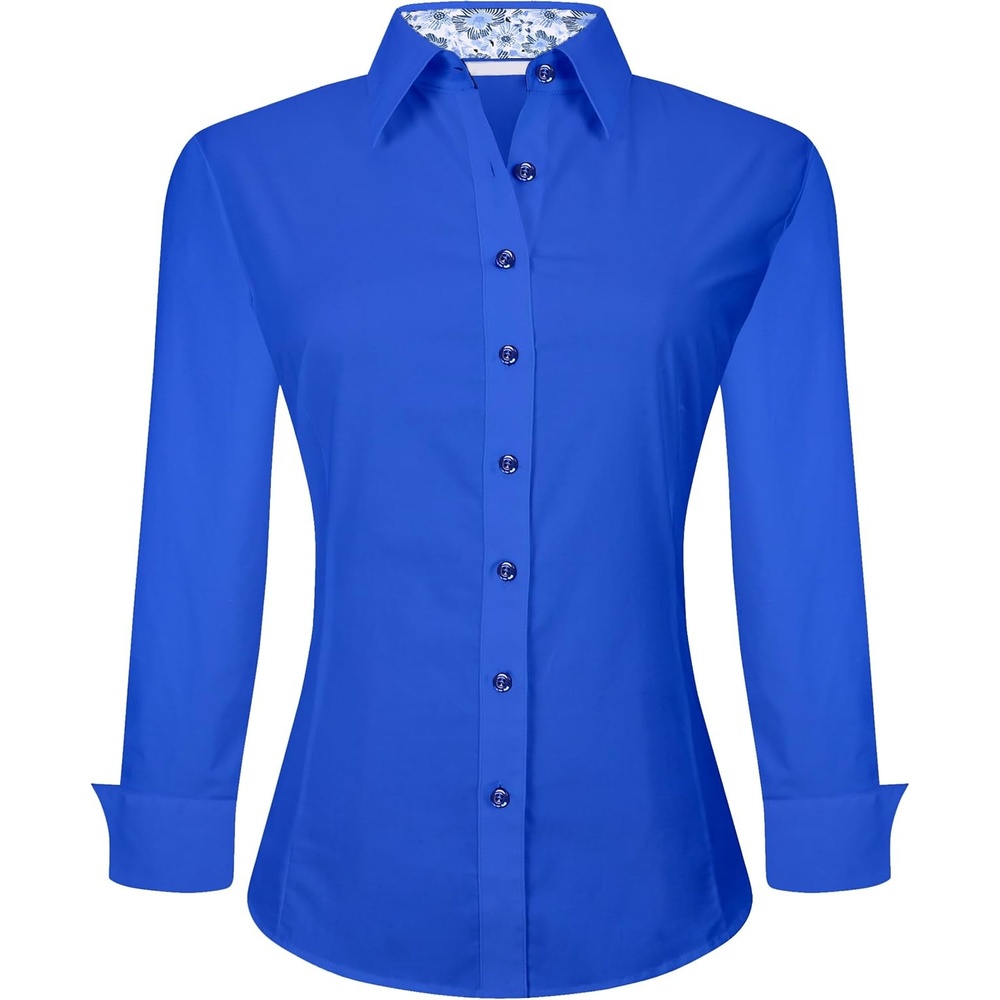 image:imageAlex Vando Womens Dress Shirts Button Down Wrinkle Free Long Sleeve ShirtRoyal