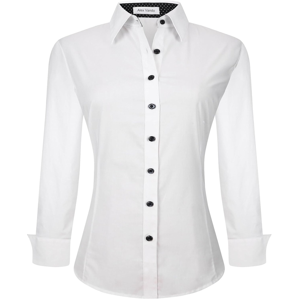 image:imageAlex Vando Womens Dress Shirts Button Down Wrinkle Free Long Sleeve ShirtWhite