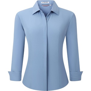 Alex Vando Womens Dress Shirts Button Down Wrinkle Free Long Sleeve Shirt(Hidden Placket Dusty Blue)