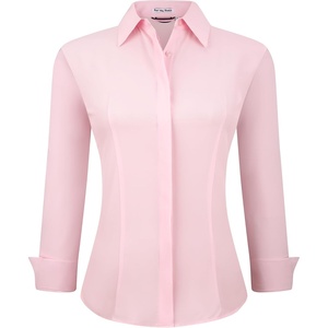 Alex Vando Womens Dress Shirts Button Down Wrinkle Free Long Sleeve Shirt(Hidden Placket Pink)