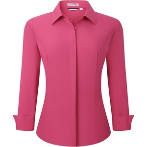 Alex Vando Womens Dress Shirts Button Down Wrinkle Free Long Sleeve Shirt(Hidden Placket Rose)
