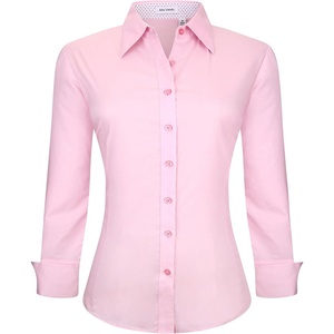 Alex Vando Womens Dress Shirts Button Down Wrinkle Free Long Sleeve Shirt(Pink)