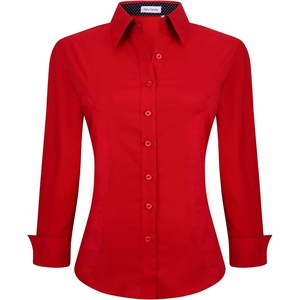 Alex Vando Womens Dress Shirts Button Down Wrinkle Free Long Sleeve Shirt(Red)