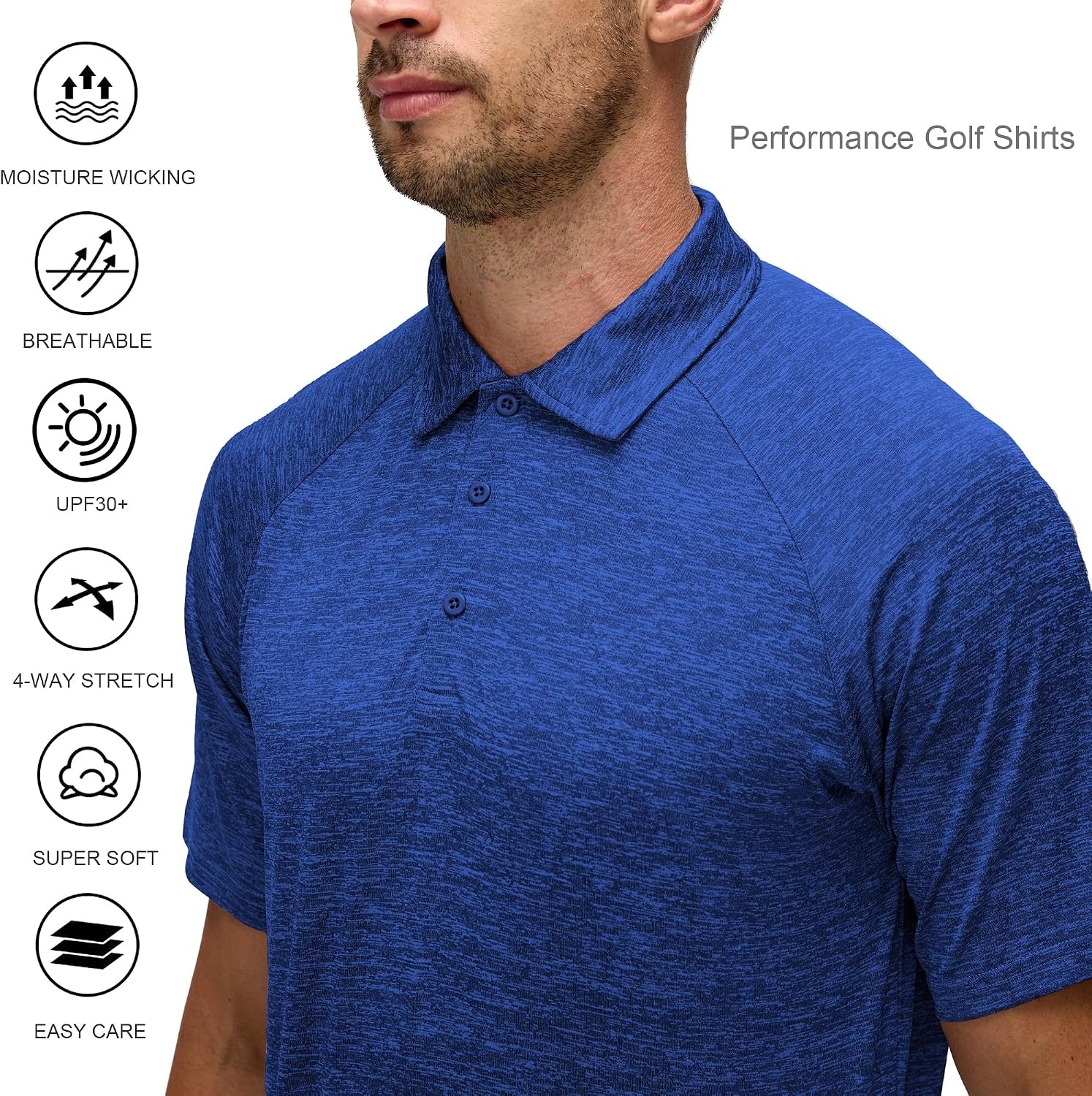 image:imageAlex Vando Mens Golf Shirt Moisture Wicking QuickDry Short Sleeve Polo02a Dark Blue