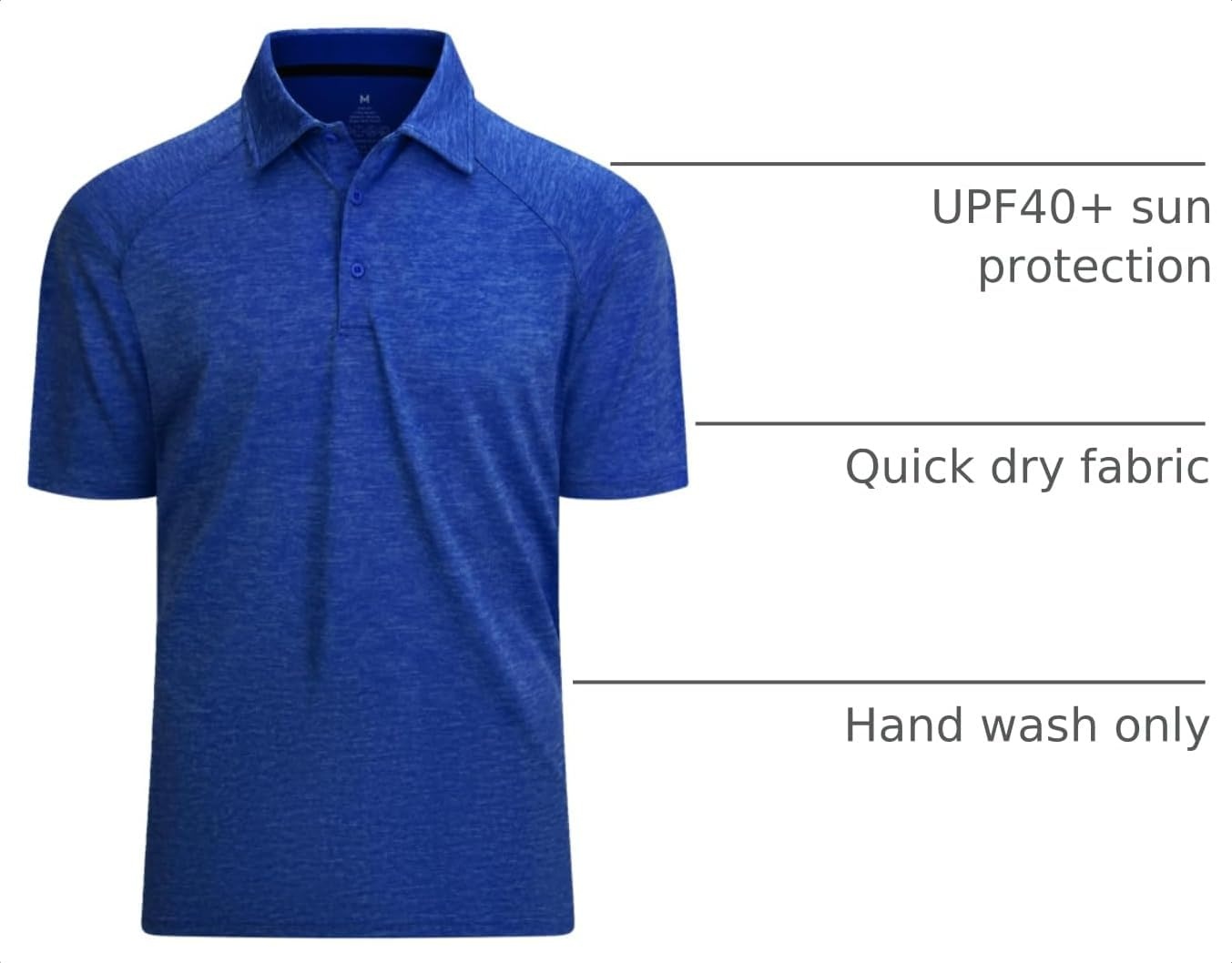 image:imageAlex Vando Mens Golf Shirt Moisture Wicking QuickDry Short Sleeve Polo02a Dark Blue
