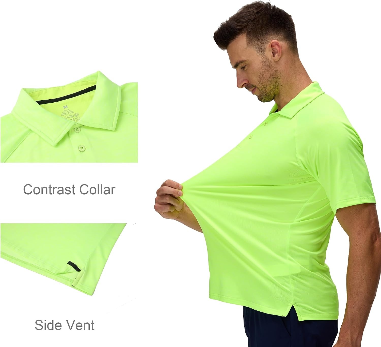 image:imageAlex Vando Mens Golf Shirt Moisture Wicking QuickDry Short Sleeve Polo02a Green