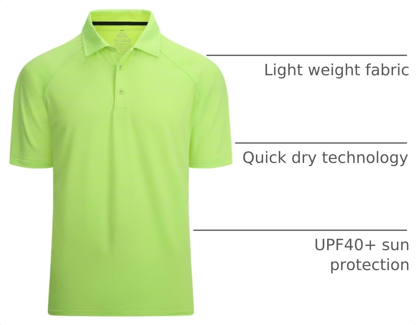 image:imageAlex Vando Mens Golf Shirt Moisture Wicking QuickDry Short Sleeve Polo02a Green