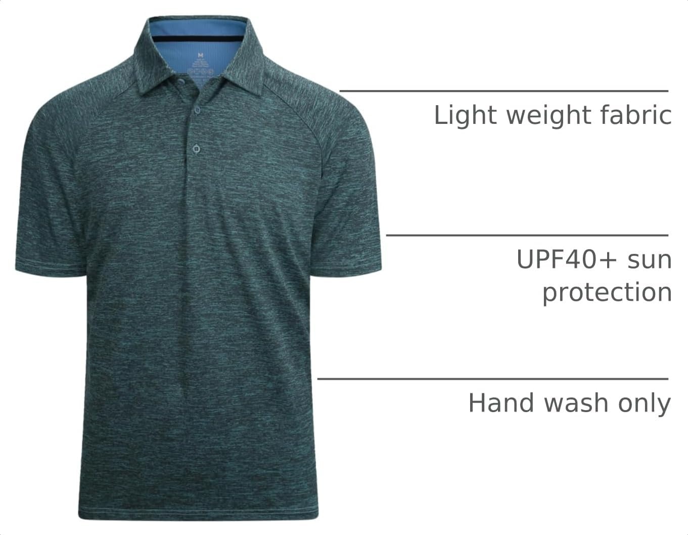image:imageAlex Vando Mens Golf Shirt Moisture Wicking QuickDry Short Sleeve Polo02a Turquoise