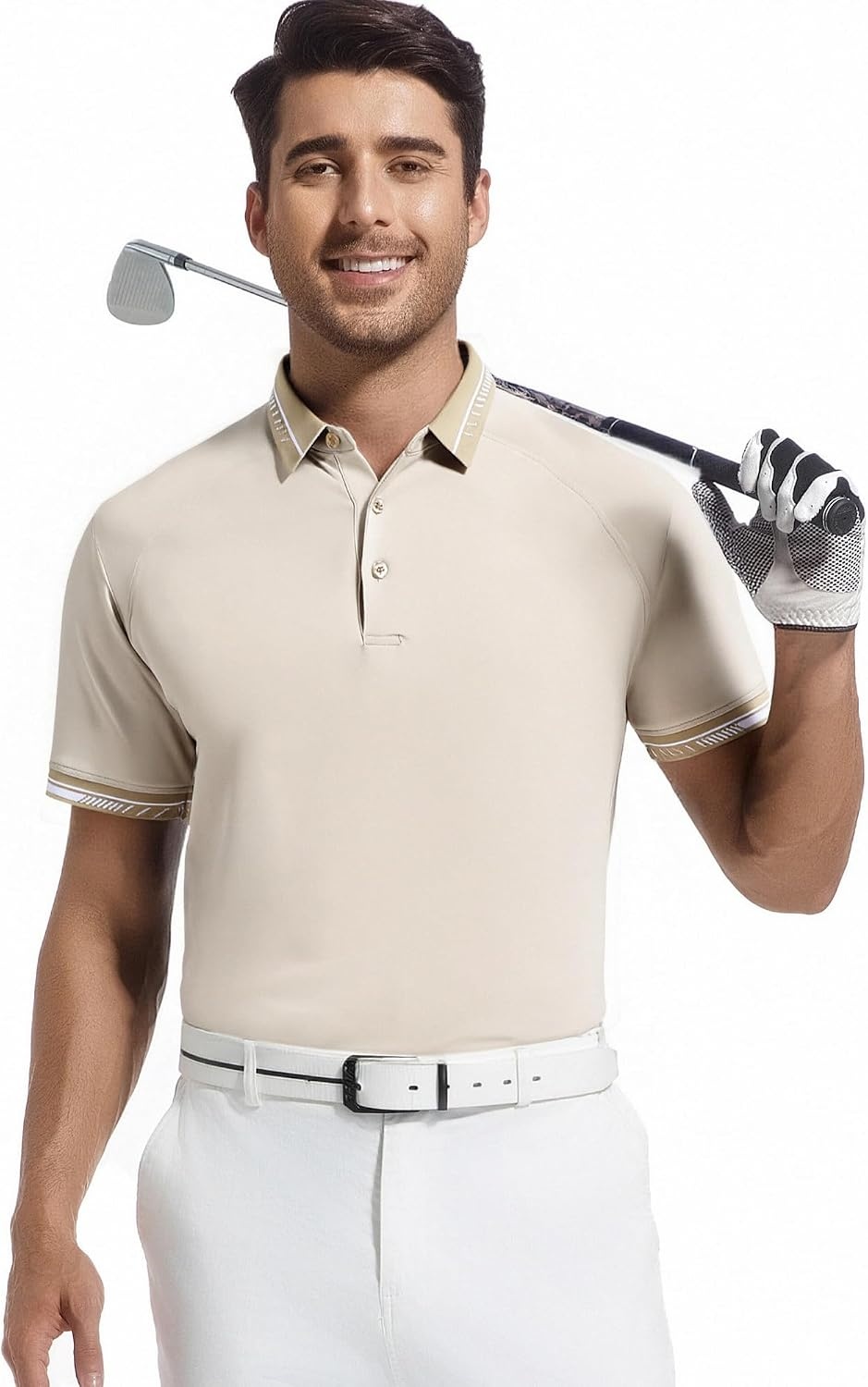 image:imageAlex Vando Mens Golf Shirt Moisture Wicking QuickDry Short Sleeve PoloApricot 189