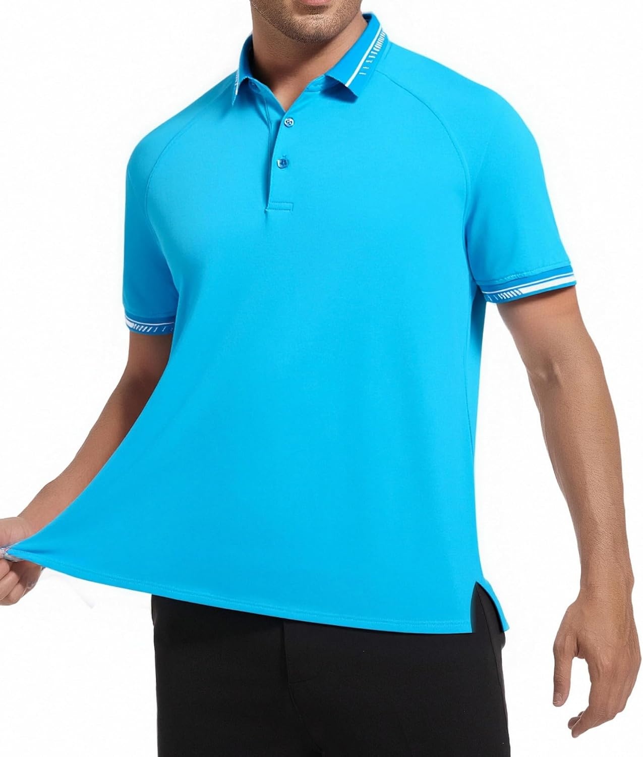 image:imageAlex Vando Mens Golf Shirt Moisture Wicking QuickDry Short Sleeve PoloAqua 189