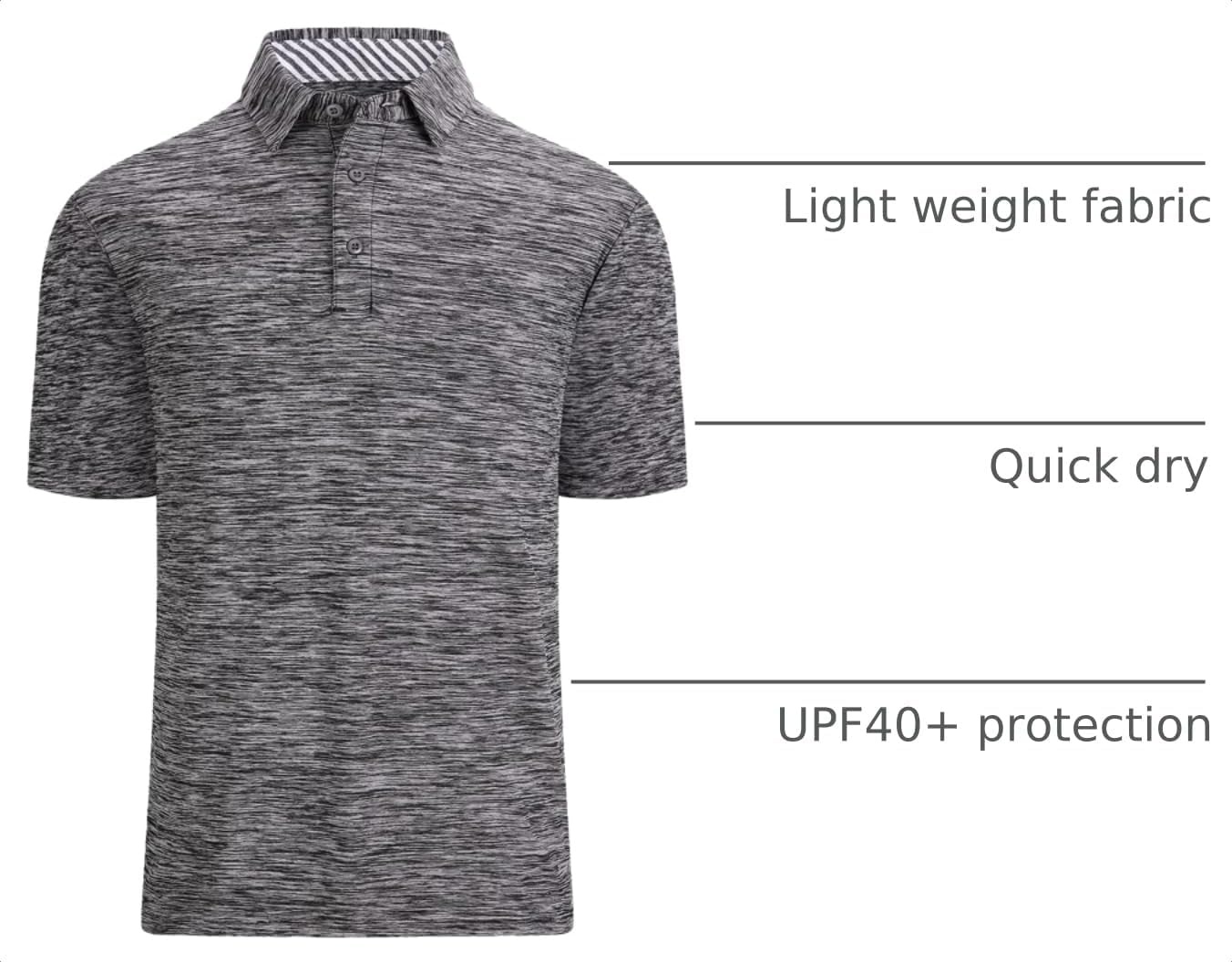 image:imageAlex Vando Mens Golf Shirt Moisture Wicking QuickDry Short Sleeve PoloBlack