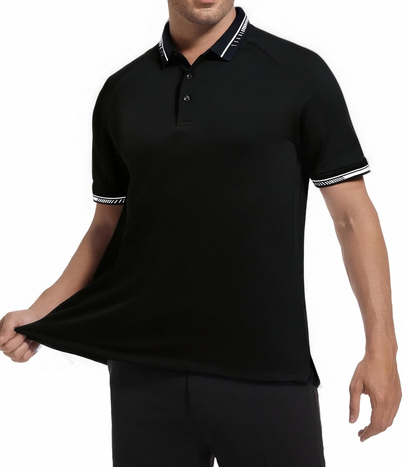 image:imageAlex Vando Mens Golf Shirt Moisture Wicking QuickDry Short Sleeve PoloBlack 189