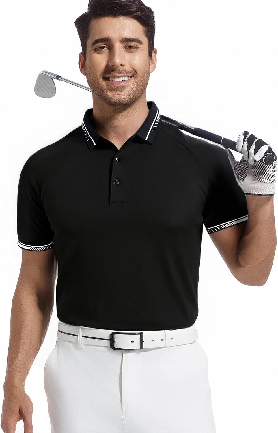 image:imageAlex Vando Mens Golf Shirt Moisture Wicking QuickDry Short Sleeve PoloBlack 189