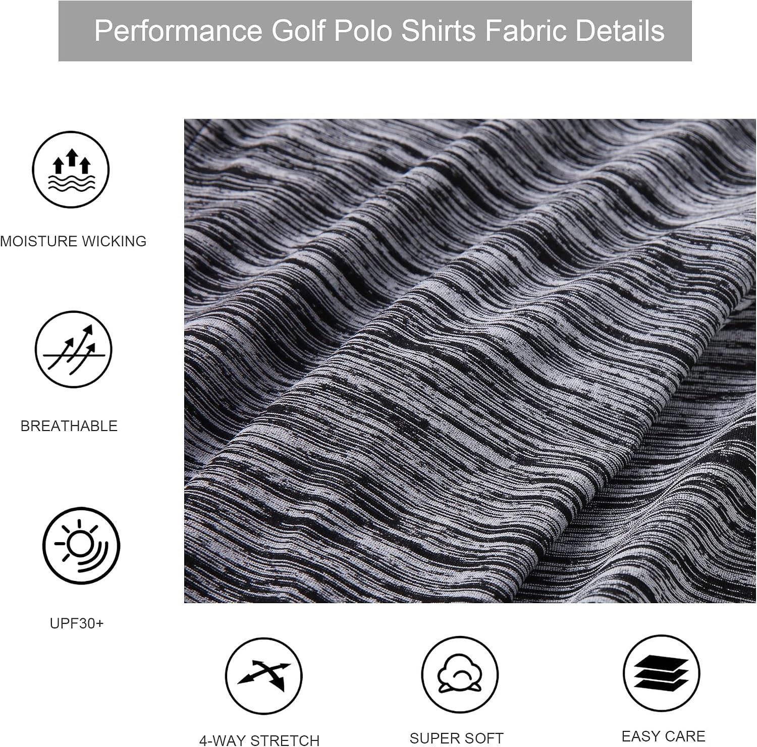 image:imageAlex Vando Mens Golf Shirt Moisture Wicking QuickDry Short Sleeve PoloBlack