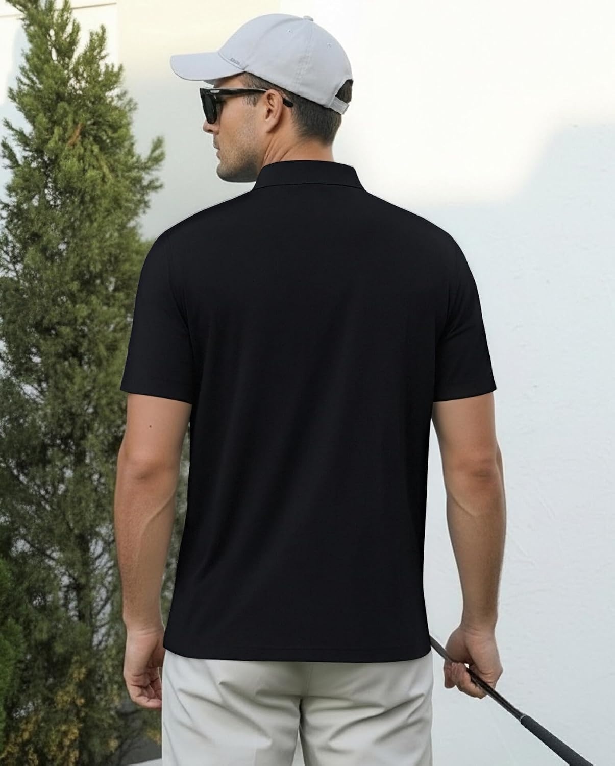 image:imageAlex Vando Mens Golf Shirt Moisture Wicking QuickDry Short Sleeve PoloBlack Pique