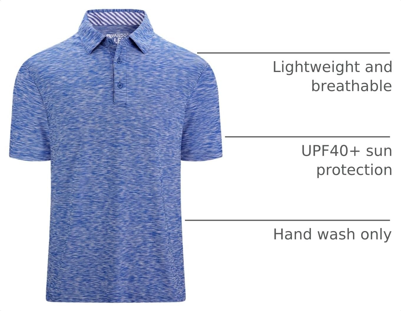 image:imageAlex Vando Mens Golf Shirt Moisture Wicking QuickDry Short Sleeve PoloBlue