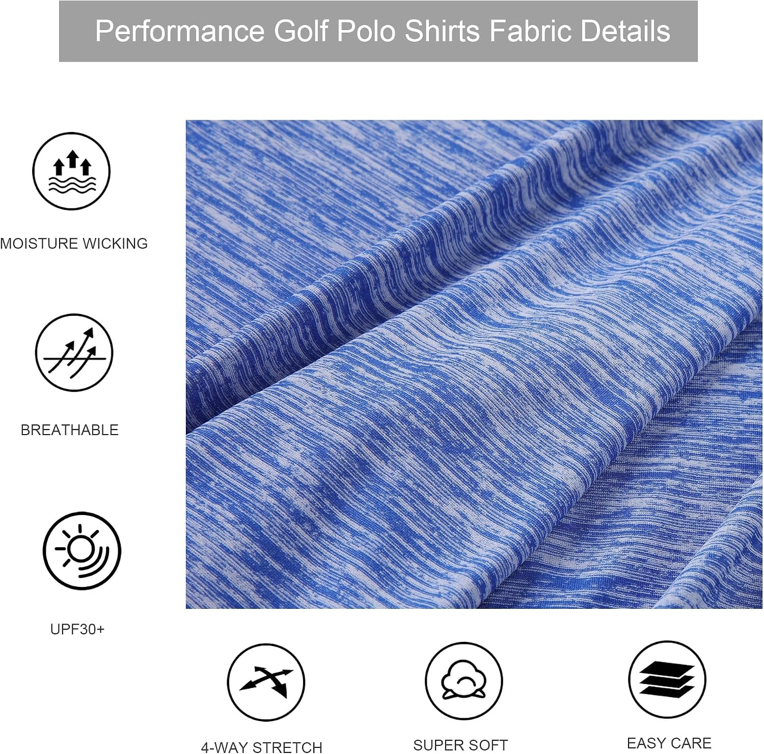 image:imageAlex Vando Mens Golf Shirt Moisture Wicking QuickDry Short Sleeve PoloBlue