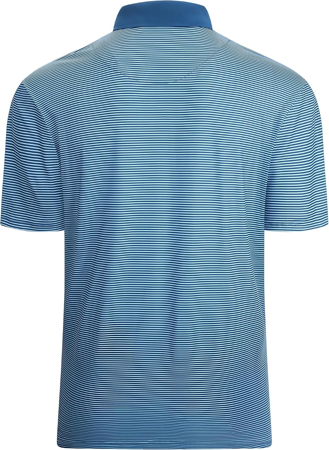 image:imageAlex Vando Mens Golf Shirt Moisture Wicking QuickDry Short Sleeve PoloBlue Stripe 215