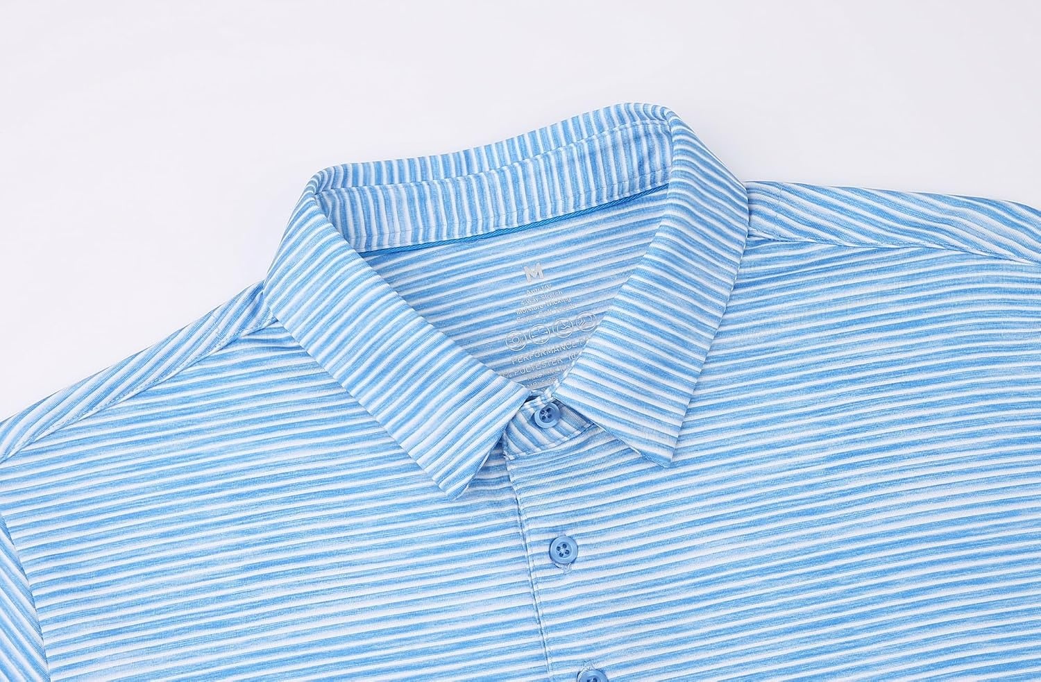 image:imageAlex Vando Mens Golf Shirt Moisture Wicking QuickDry Short Sleeve PoloBlue Stripe 509